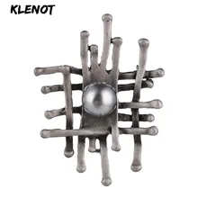 Ретро Нерегулярные забор брошь булавки и броши для женская брошь на булавке натуральный камень обсидиан украшения шарф клип одежда ювелирные изделия