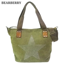 BÄRENTRAUBE 2017 diamant leder stern bedruckte LEINWAND HANDTASCHE-Plus Größe Multifunktionale Reise Tote Umhängetasche Vintage Bolsos