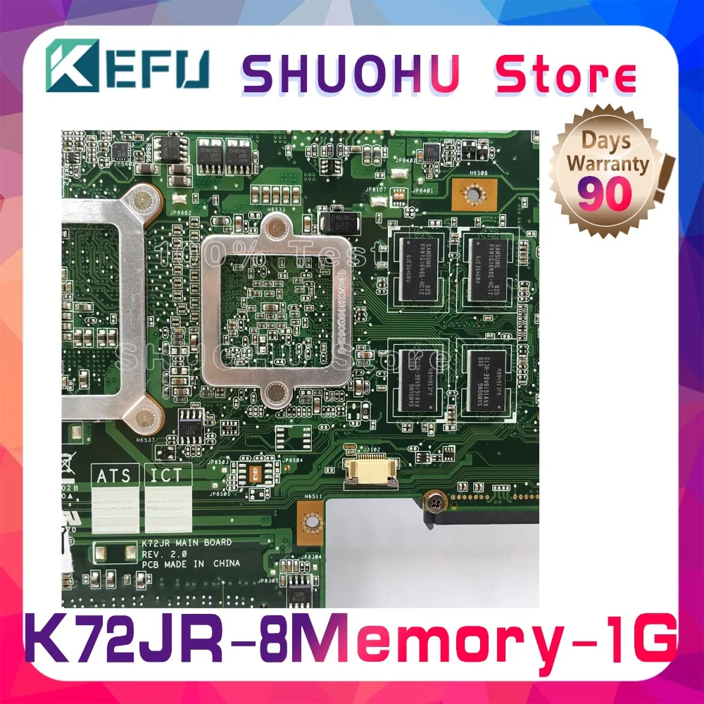 KEFU K72JR для ASUS K72JT K72JK K72JU K72J X72J 8 память 1 ГБ ОЗУ материнская плата ноутбука