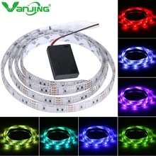 Battery Powered LED Strip 5050 SMD 2M 1M 30LEDS/M IP65 Waterproof LED Tape with Battery Box RGB/Cool White/Warm White Light
