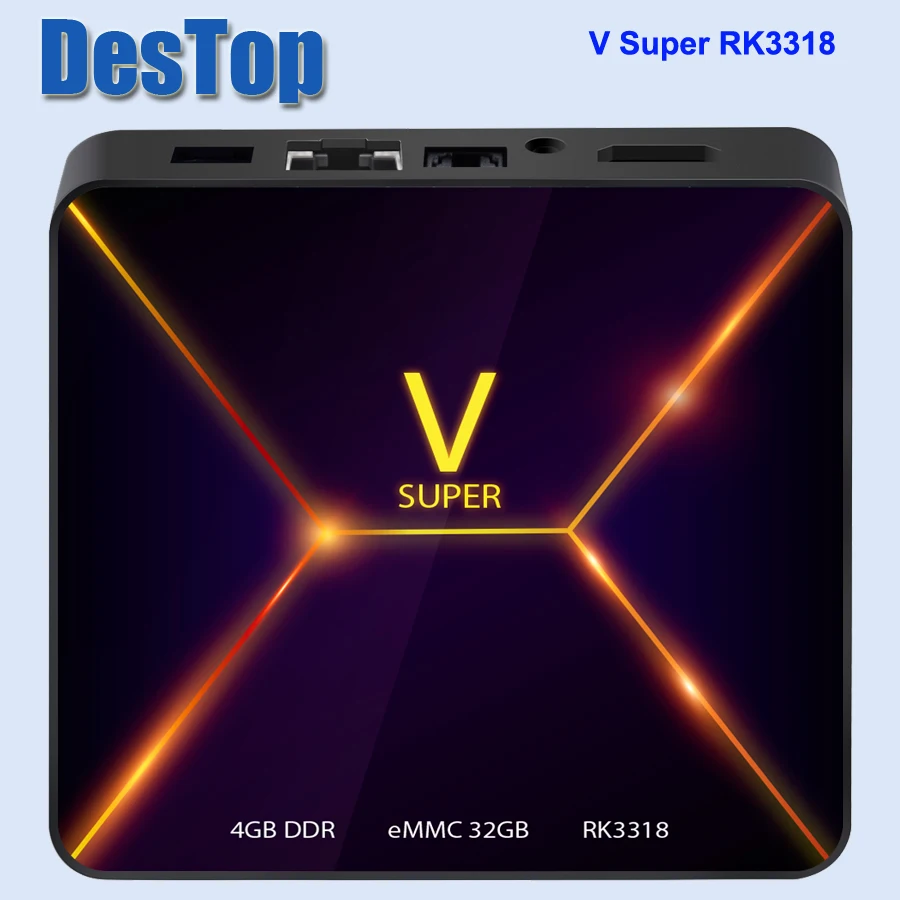 New Android 9.0 TV Box RK3318 Ram 4GB Rom 32GB Smart Internet Set Top Box 2.4G WIFI Bluetooth Support Super V