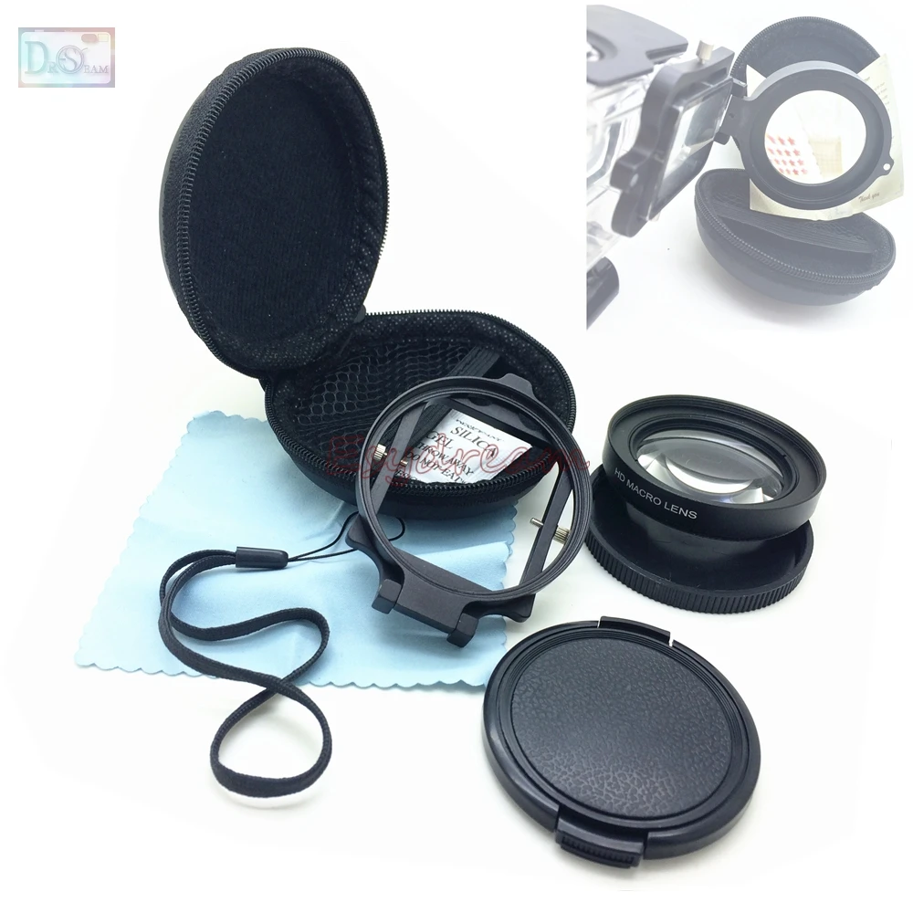 

58mm HD Macro 16 Magnification Close up Lens Filter + 58 Adapter Ring for GoPro Hero 5 6 Black Sport Action Camera Accessories