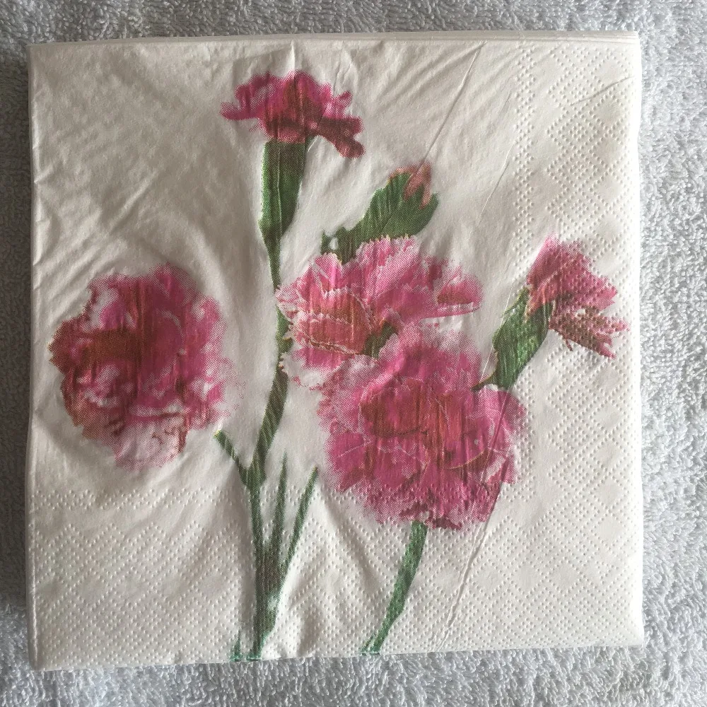 

Decoupag paper napkins vintage tissue wedding birthday party Christmas print elegant red flower carnation servilletas decor new