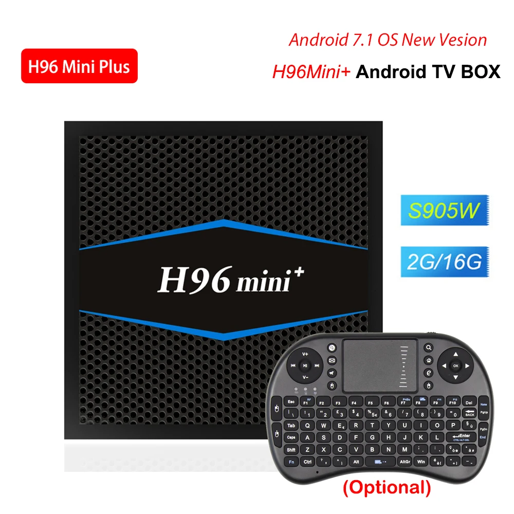 

H96 mini Plus TV BOX Android 7.1 Amlogic S905W Quad Core Smart TV Box 2GB 16GB Support 2.4G WiFi 100M LAN H.265 4K Media Player