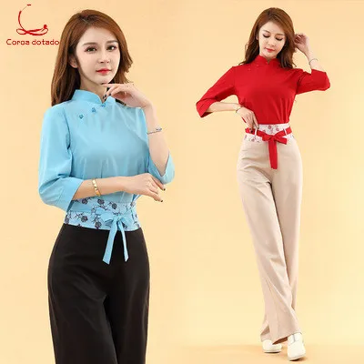

Beautician work clothes beauty salon technician take pedicure shop foot bath work clothes suit trousers temperament thin retro