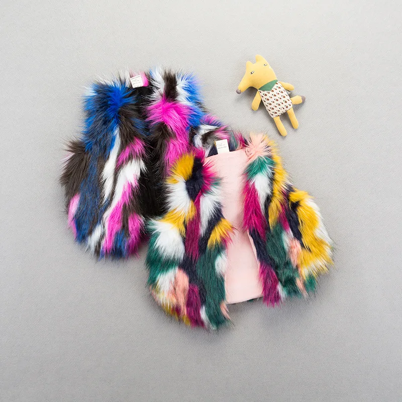 

2018 Winter New Kids Fur Vest Multicolor Fashion Faux Fur Vest Kids Baby Girl Fur Vest Kids Warm Vest Girl Clothes Winter
