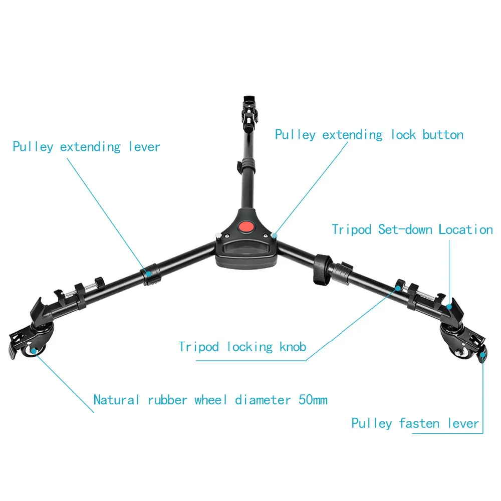  Neewer Photography Professional Universal Folding Camera Tripod Dolly Base Stand with Rubber Wheels