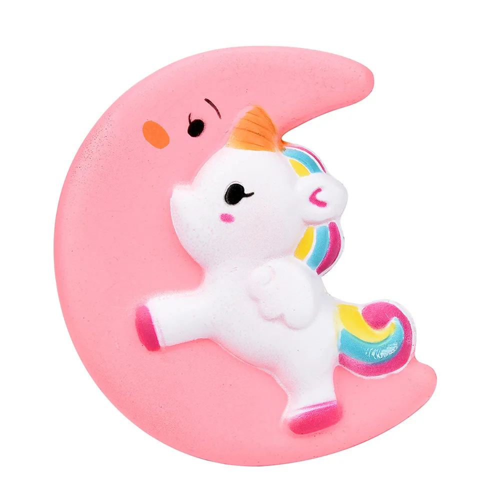 

10cm Kawaii Moon Face Unicorn Horse Rainbow Squishy Slow Rising Soft Squeeze Strap Decor Cake Bread Kid Toy Gift Wholesale