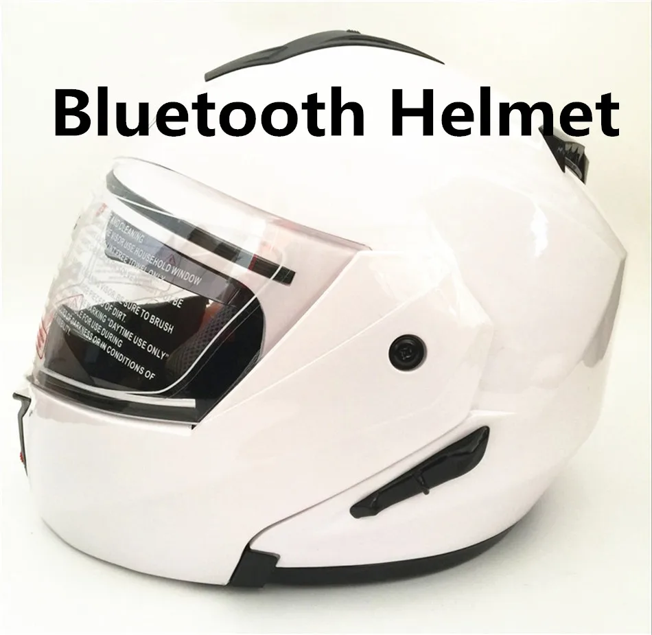 

New 2018 moto Bluetooth Motorcycle Headset Communication Systems for Motor Motorbike helmet double lens XXL(63-64cm)white