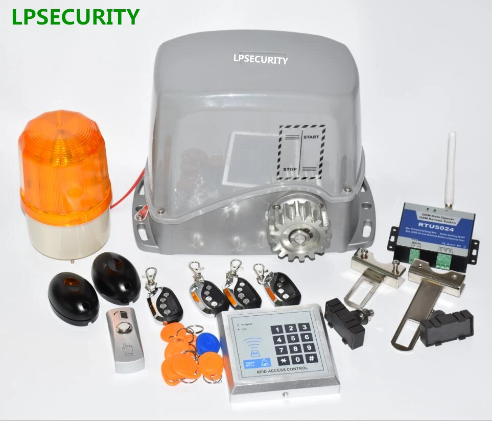 US $255.55 LPSECURITY Solar System 24VDC Motor Sliding Gate Opener 800Kg 6m Rack Rails Lamp PhotocellkeypadGSM Optional