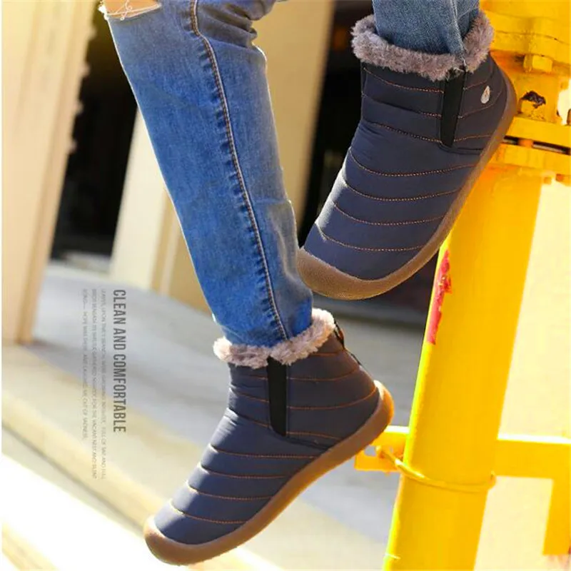 

2019 new large size non-slip warm outdoor men's snow boots plus velvet waterproof cotton shoes fur