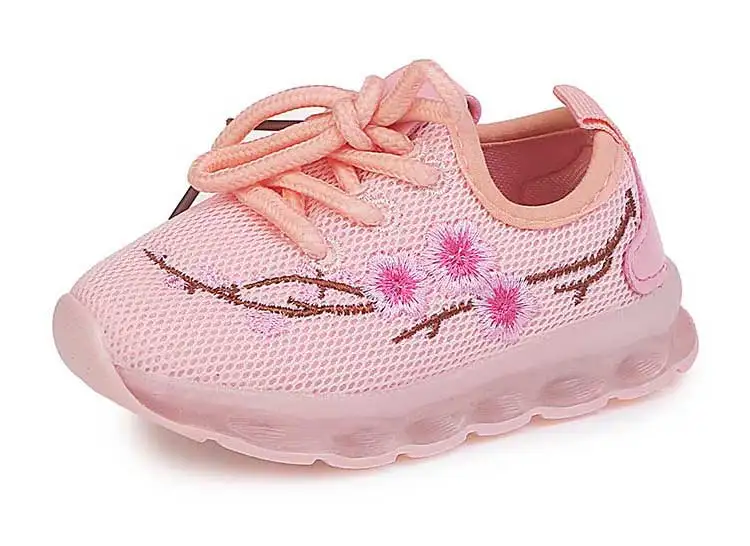 Kids sneakers 2019 new breathable solid mesh girls & boys casual shoes lighted floral children shoes lace-up sneakers (2)