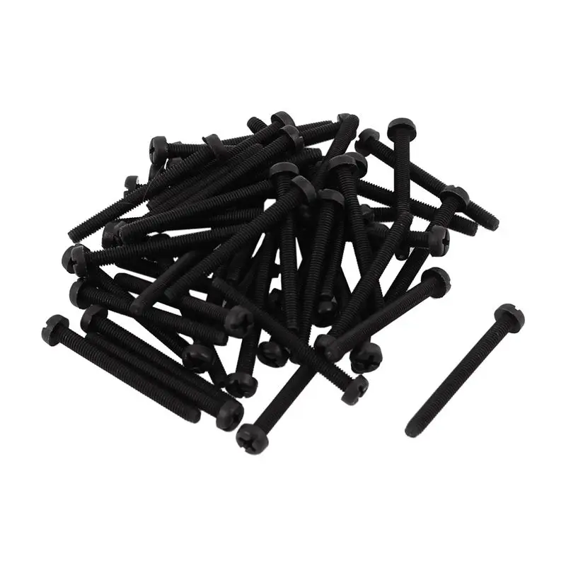 

M3 x 30mm Nylon Phillips Cross Machine Screws Black 50 Pcs