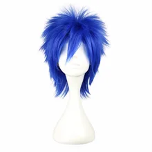 MCOSER 35 см короткие синтетические парики синего цвета Косплей Высокая температура волокна волос WIG-023F