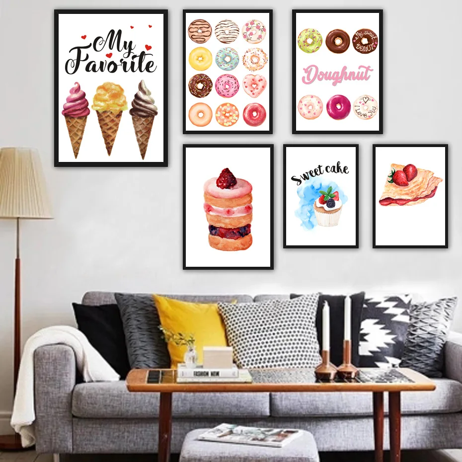 Ice Cream Coconut Cupcake Dessert Poster And Prints For Kitchen
