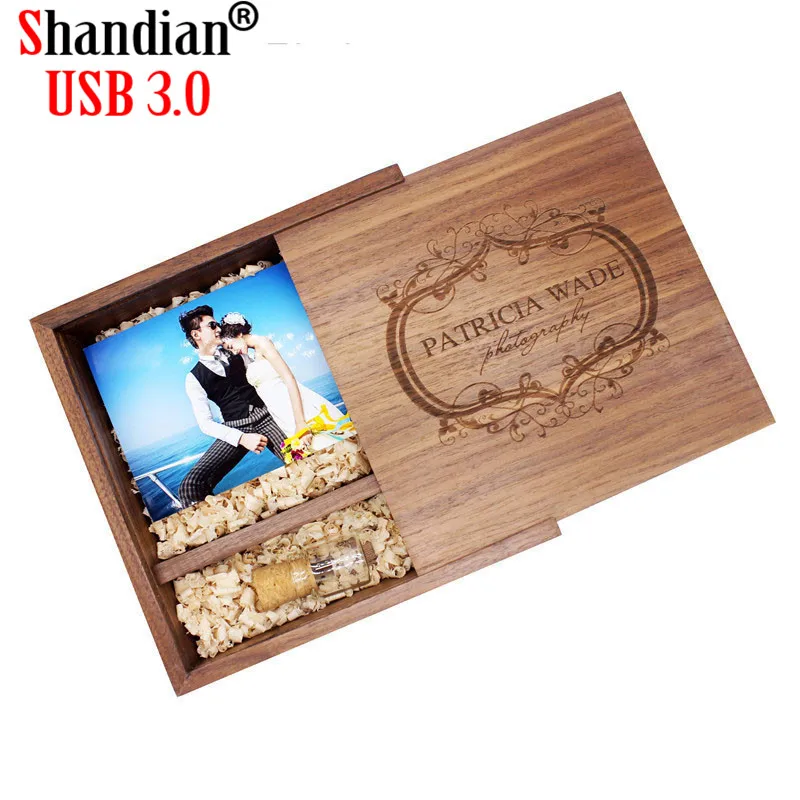SHANDIAN USB 3,0 высокоскоростной 205*205*60 мм, фотоальбом деревянный USB+ коробка usb флэш-накопитель 4 ГБ 16 ГБ 32 ГБ 64 Гб фотография подарок