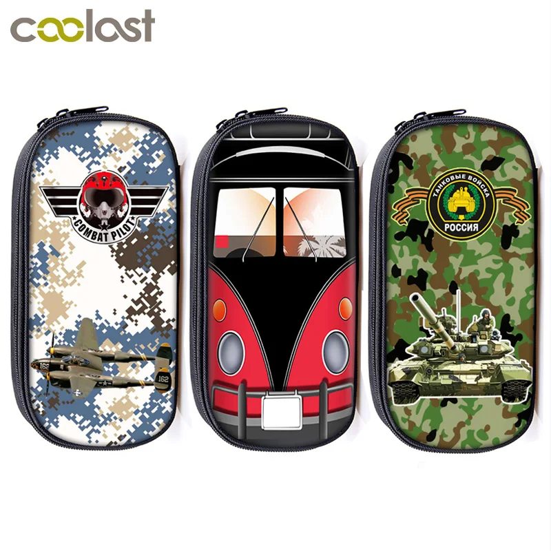 

cartoon car / tank /plane print Cosmetic Cases pencil bag boys school case bags children stationary bag school supplies
