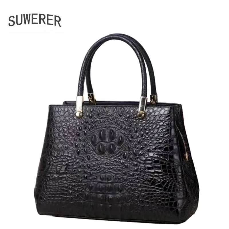 

SUWERER2018 new luxury fashion high-grade leather crocodile pattern handbags brand-name products 100% high-quality women well-kn
