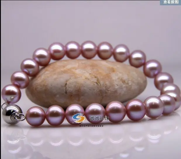 

Huge natural south sea genuine purple perfect round pearl bracelet 7.5-8