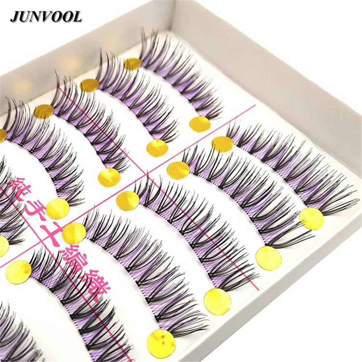Black Purple Makeup False Eyelashes 10 Pairs Natural Soft Long Eye Lash