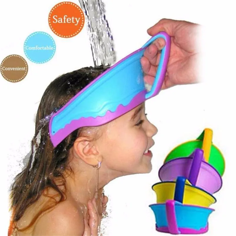 

Adjustable Toddler Kids Shampoo Bath Bathing Shower Cap Silicone Kids Bath Visor Hat Wash Hair Caps For Children Baby Care