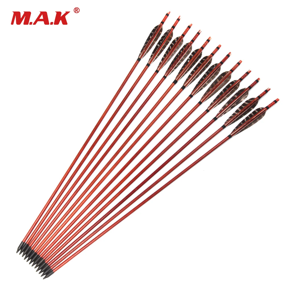 

31.5 Inches Wooden Arrow Spine 500 Diameter 8.5mm Turkey Feathers For Compound/Recurve Bow Archery Hunting Shooting