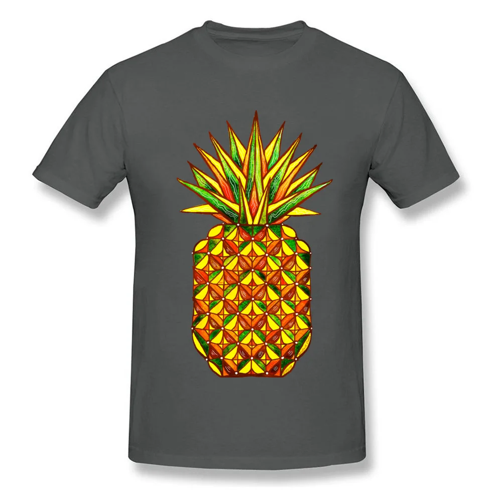Geometric Pineapple by dotsofpaint Student Latest T Shirt Crew Neck Labor Day 100% Cotton Tshirts Design Short Sleeve Tee-Shirt Geometric Pineapple by dotsofpaint carbon