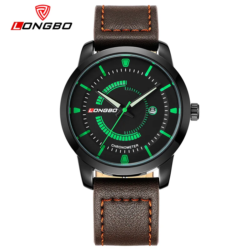 LONGBO Brand Mountaineer Style LONGBO Car Dash Board Fashion Men Quartz Watch Genuine Leather
