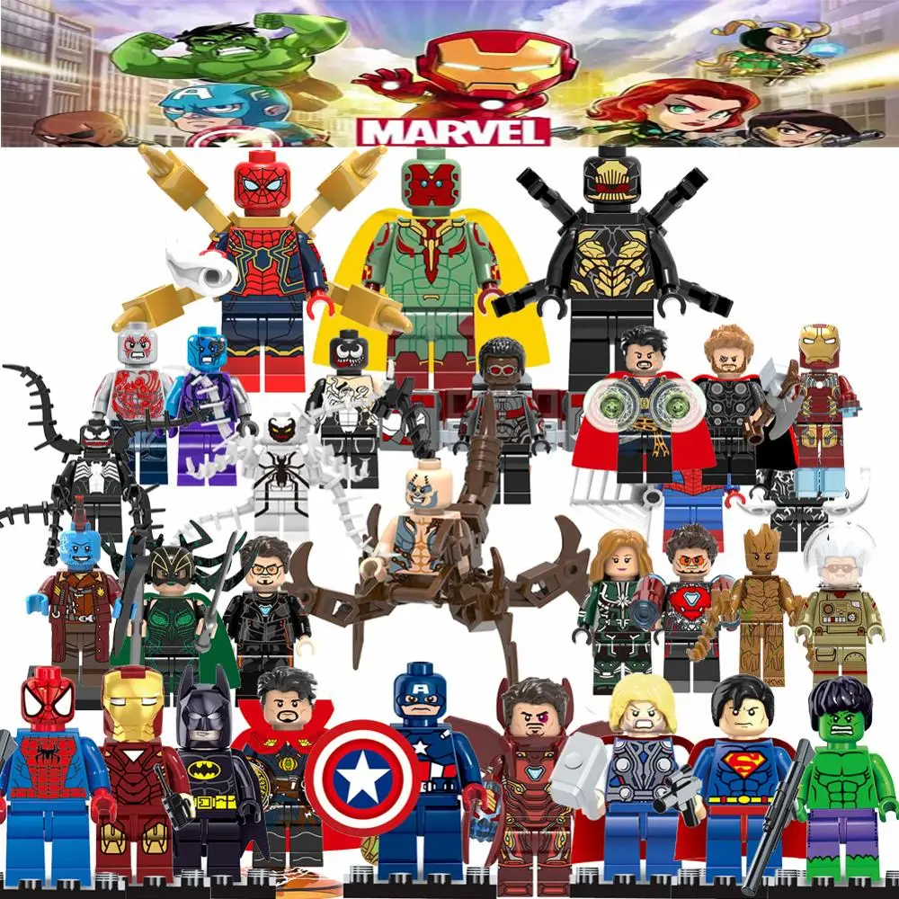 

Legoings marvel Iron Man thor Captain America spiderman super heroes avengers building blocks toys figures for children gift