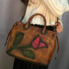 Известный бренд, дизайнерская натуральная кожа, коровья кожа, женская сумка, Ретро стиль, сумка-мессенджер, роза, на плечо, женская сумка-тоут, диагональная