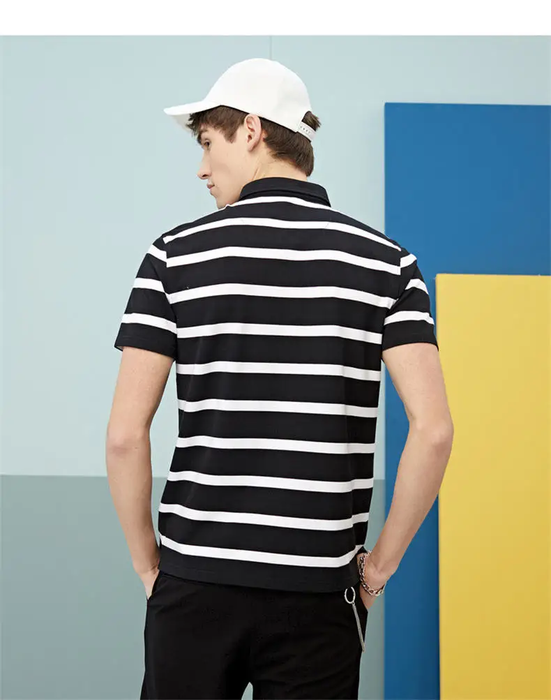 Quality Striped Polo Male Men PolosSummer Short Sleeve Sweater Knitted Pullover Polo Collar Fashion Tees Plus Size Drop-Shipping 08