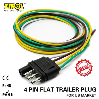 

TIROL 4-Way Flat Trailer Wire Harness Extension Connector Plug with 36 inch Cable Length End Connector T24509b