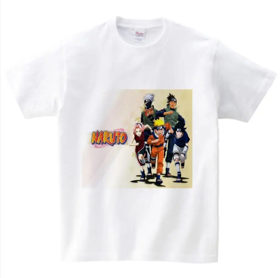 white childreT-shirt Детская забавная футболка с героями мультфильмов Наруто; детская футболка с японским аниме; летние топы для мальчиков и девочек; Черная Повседневная футболка; детская одежда; NN - Цвет: white childreT-shirt