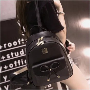 

022719 new hot lady girl small leather backpack female bow mini travel bag