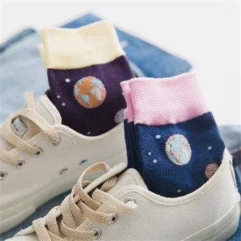 

New Cute Space Planet Starry sky Women Harajuku Novelty Soft Warm Socks Funny Jacquard Creative Cartoon Patterned Art Socks