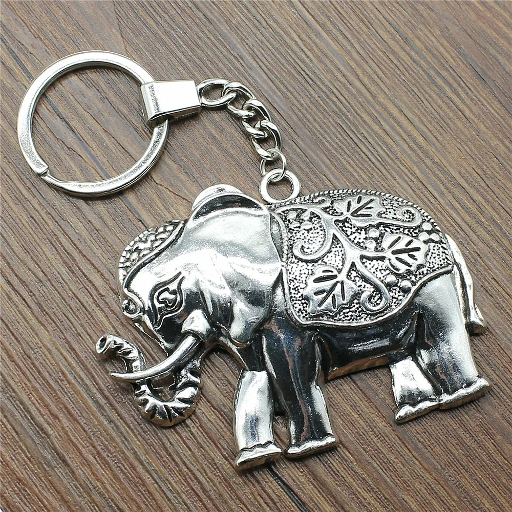 

74x50mm Elephant Key Ring Vintage New Fashion Metal Key Chain Party Gift Dropshipping Jewellery
