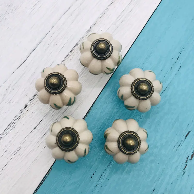 5x الاطفال غرفة خمر الصين الخزف مقابض أدراج و مقبض ضياء 34mm الأطفال خزانة مزخرفة مضمد سحب السيراميك مقبض الباب