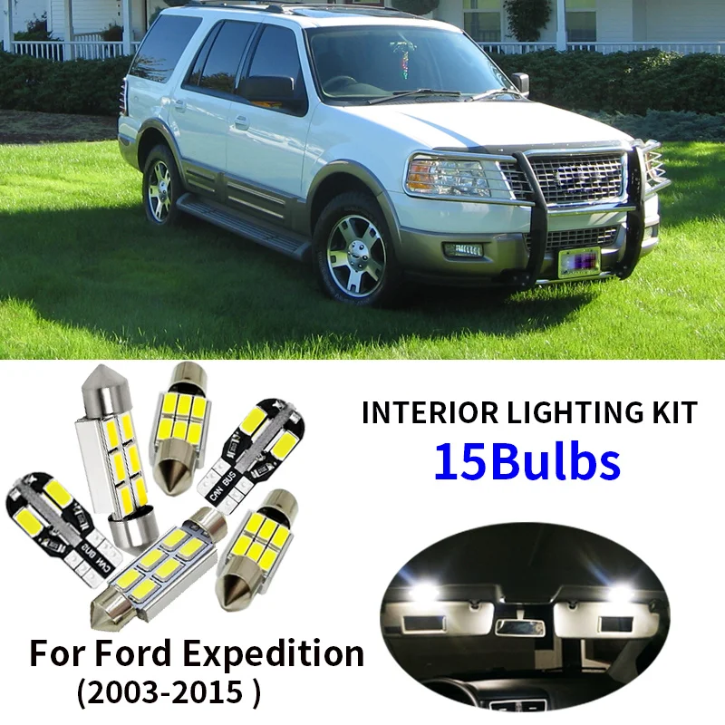 15x Super Bright Xenon White Led Interior Package Kit For 2003 2015 Ford Expedition Led Glove Box Door Step License Plate Light
