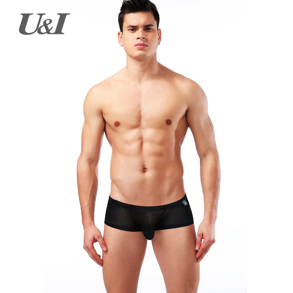 

U&I Sexy Boxer Men's Ultra-thin Elastic Nylon Personality Boys Ultra-Low Waist Breathable Slim Bump Small Boxer Shorts