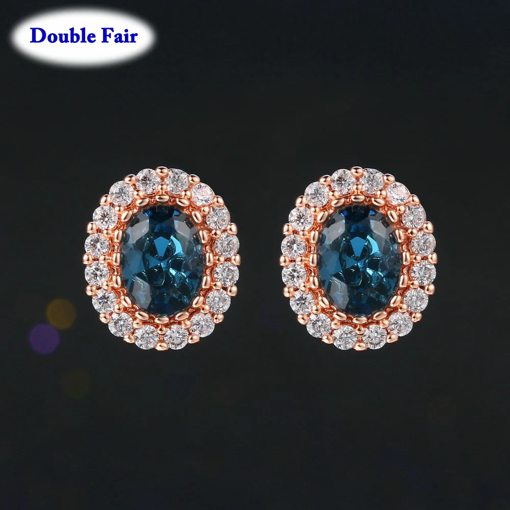 DWE109 винтажные синие высококачественные серьги-гвоздики из розового золота для женщин, ювелирные изделия с кристаллами, brincos joias