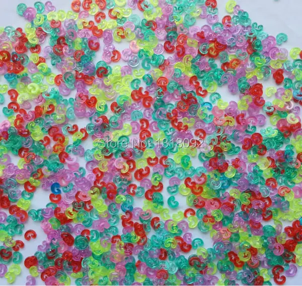 Free Shipping(1KG/Bag) Colorful S-CLIPS For DIY Loom Bands Bracelet Clip S or C CLIPS Transparent Refill LOOM KIT