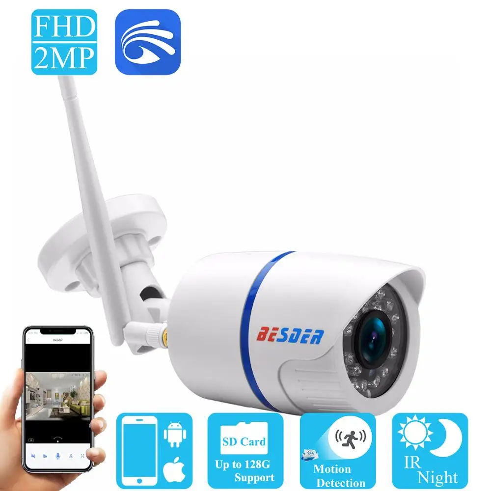 

BESDER 720P/1080P Wifi IP Camera Yoosee Outdoor Waterproof Home Security Camera Wireless CCTV Surveillance SD Card Max 128GB