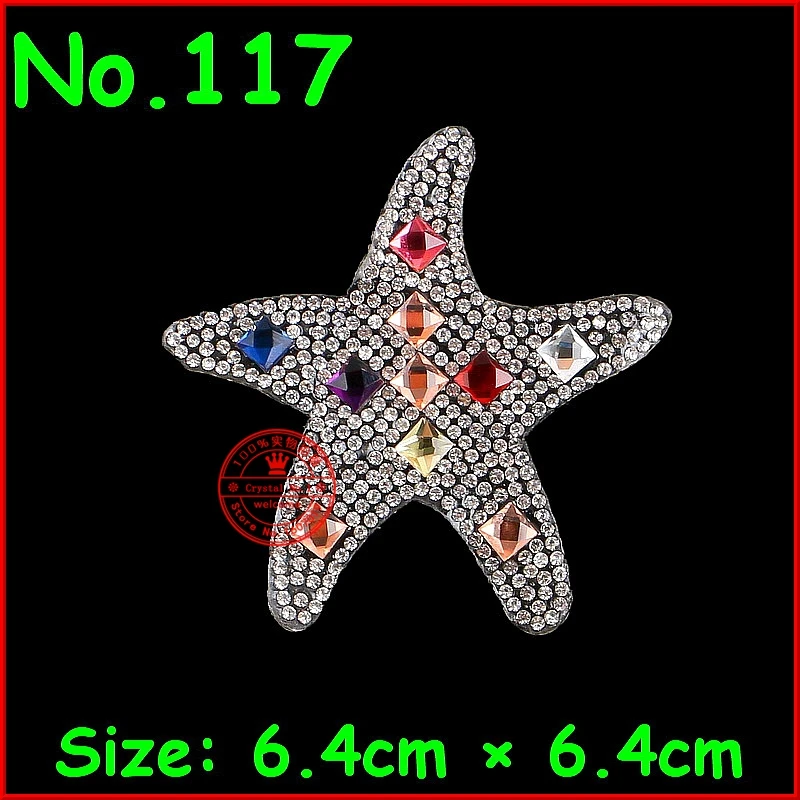 

1 pcs/lot Sea Star Hot Fix Rhinestones Motif Iron On Transfer Patch Crystal Beads Stone Applique Jewelry For Women T-Shirt Dress
