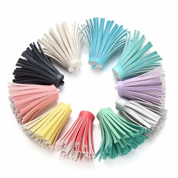 

LOULEUR 10pcs/lot 50mm Mixcolor Simulated Leather Tassels Charms Pendants for Earrings Necklace Pendants Jewelry Findings