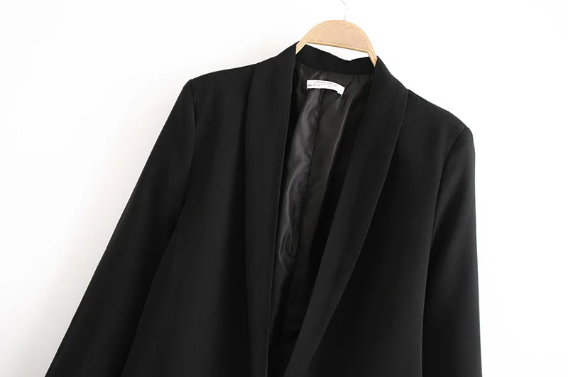 Женский однотонный Длинный блейзер, куртка с плиссированными рукавами, Свободное пальто, офисный стиль, маленький костюм, блейзер на одной пуговице