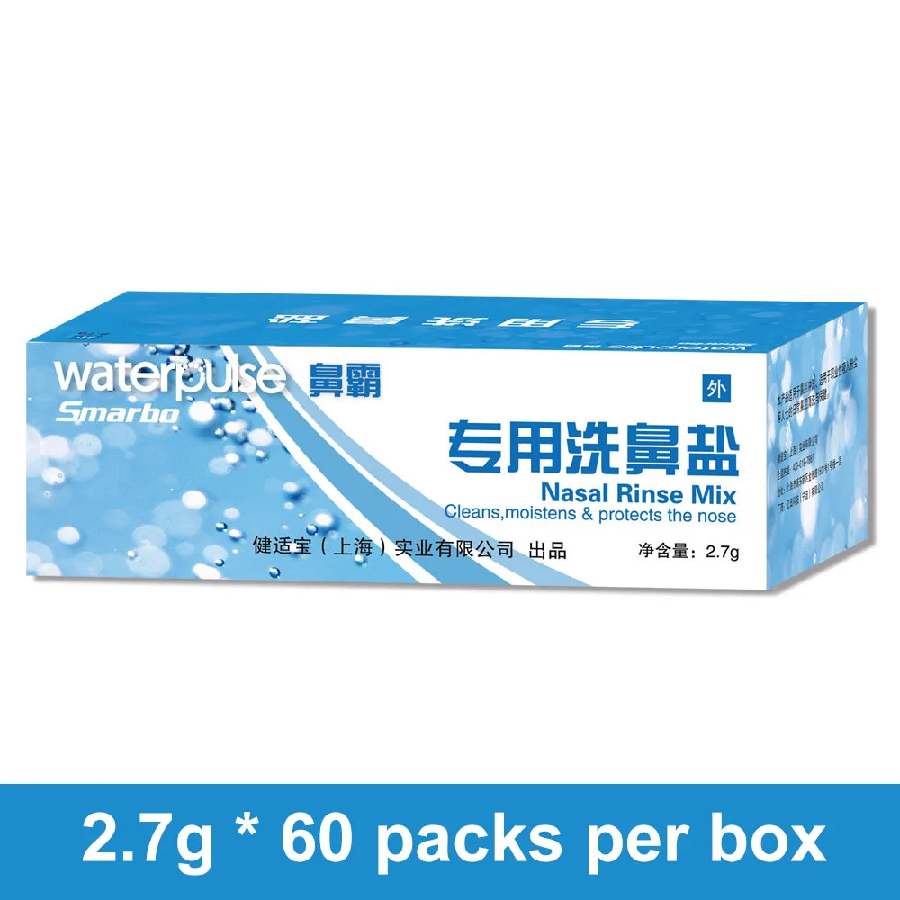 

Waterpulse Nose Irrigator Nasal Rinse Mix Salt 2.7g*60 Packets Boxed Accessories Allergies Relief for Nose Wash Bottle 300ml