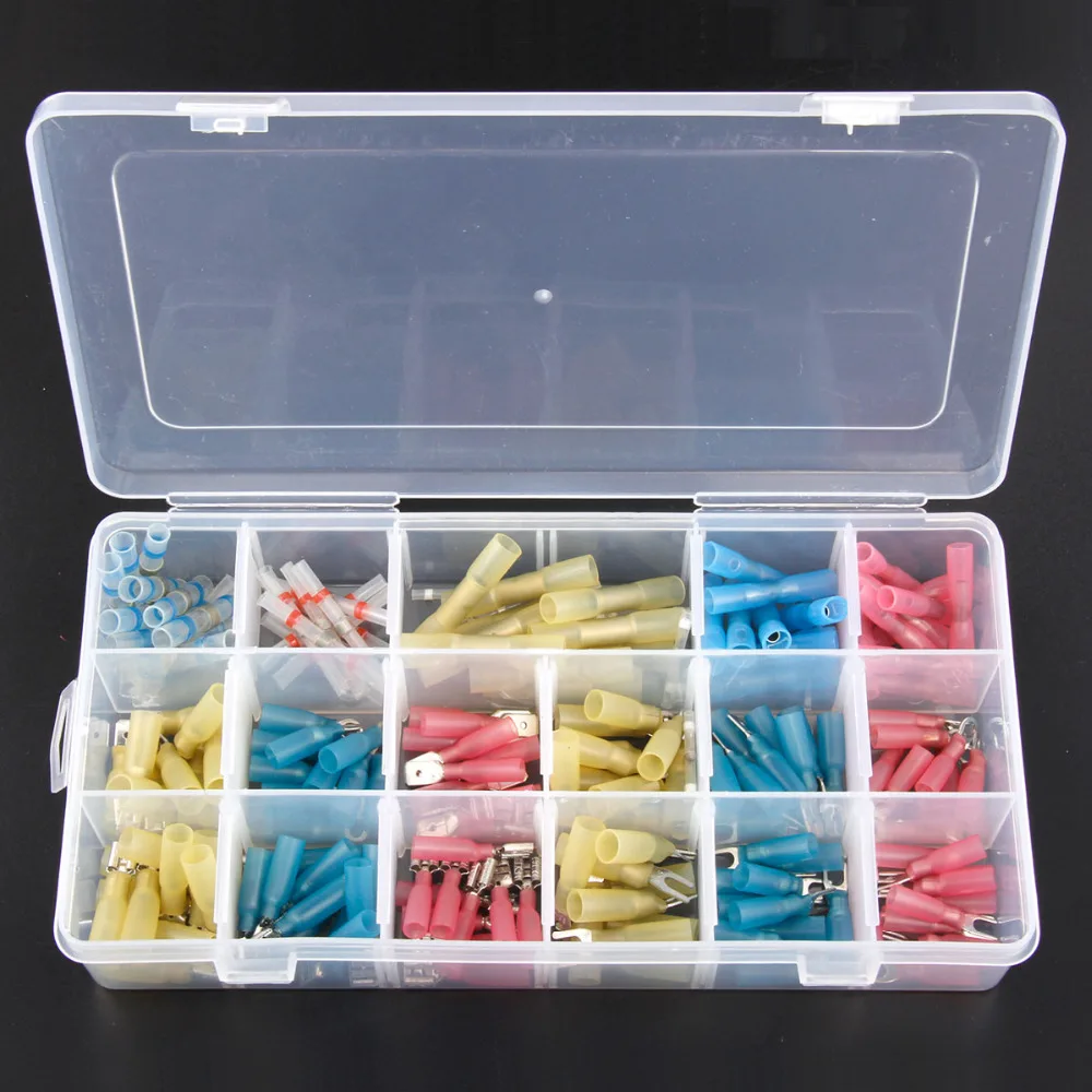 180PCS Insulated Spade Heat Shrink Electrical Connectors Waterproof