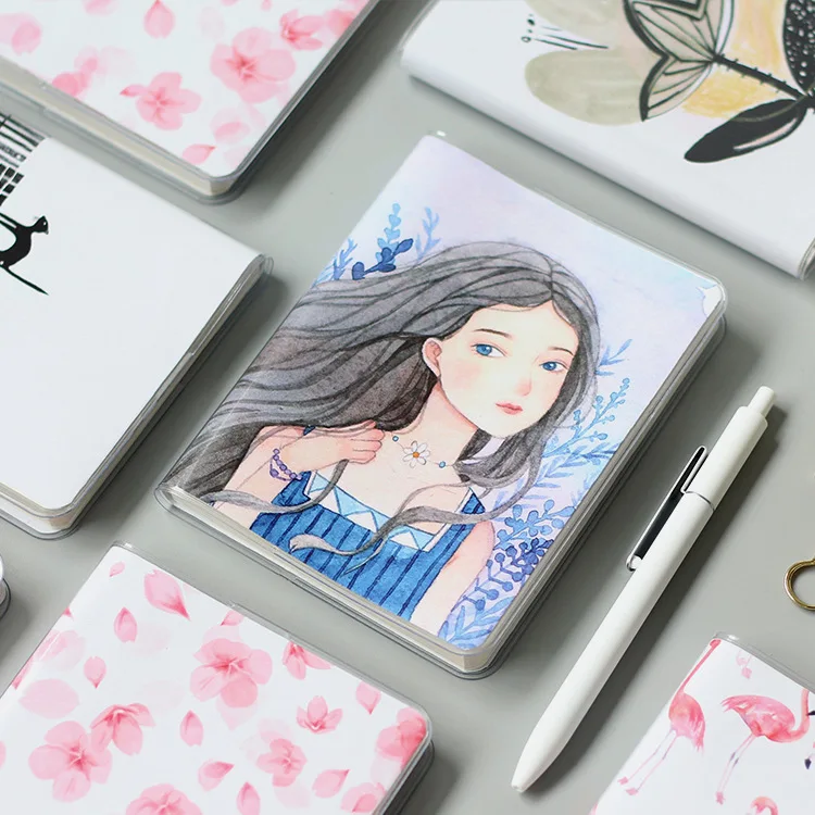 

A6 Notebook Colorful Warm Sweet Girl Flamingo Hardcover Diary Pocket Notepad Colored Weekly Line Refills Organizer Planner