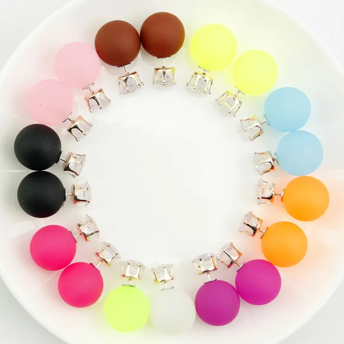 Серьги гвоздики для женщин цветные шарики 10 пар/лот цветов|side earrings|colored ball stud