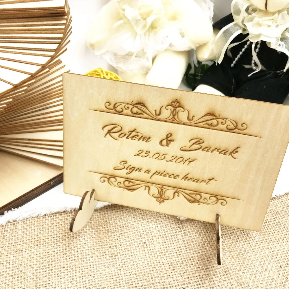 Wedding  Guest Book, Personalised Drop Top Wedding Guestbook Album, Personalized Wooden Guest Book Alternative Bridal Shower Wedding Gifts 6